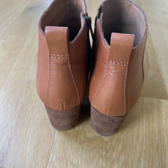 Madewell tan brown leather stacked block heel ankle boots - Picture 9 of 12